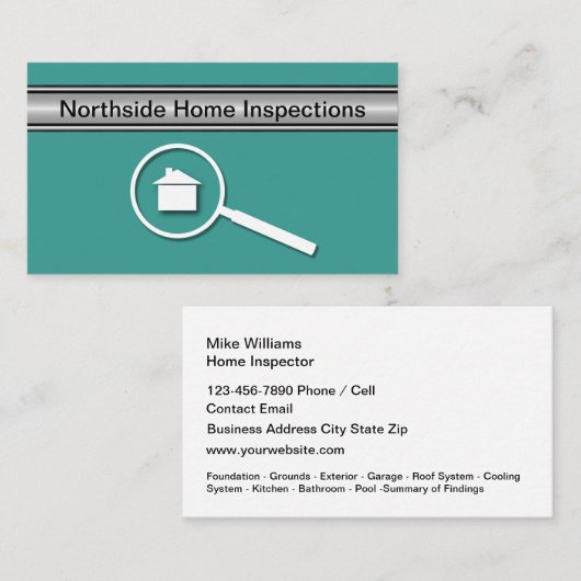 Visitekaartjes voor professionele thuisinspectie (Voorkant / Achterkant)