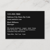 Visitekaartjes voor recycling van schroot (Achterkant)