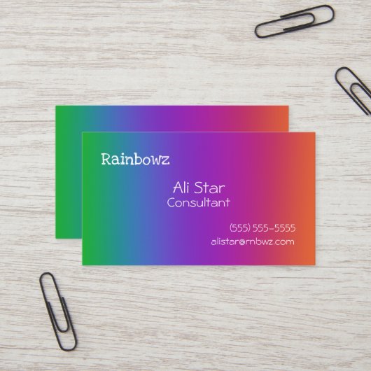 Visitekaartjes voor regenbooggradiënt (Voorkant / Achterkant in situ)