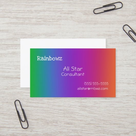 Visitekaartjes voor regenbooggradiënt (Voorkant / Achterkant in situ)