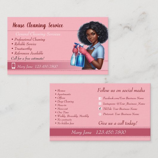Visitekaartjes voor reinigingsservice (Voorkant / Achterkant)