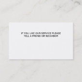 Visitekaartjes voor reinigingsservice (Achterkant)