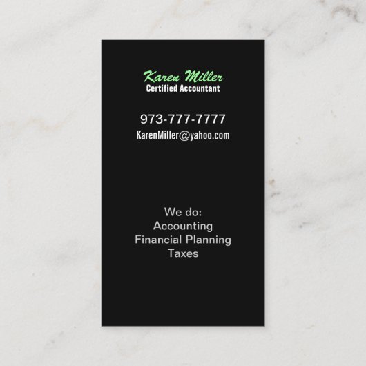 Visitekaartjes voor rekenmachines (Achterkant)