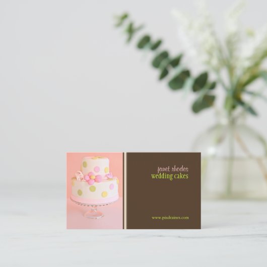 Visitekaartjes voor roze en chocolade taart (Staand voorkant)