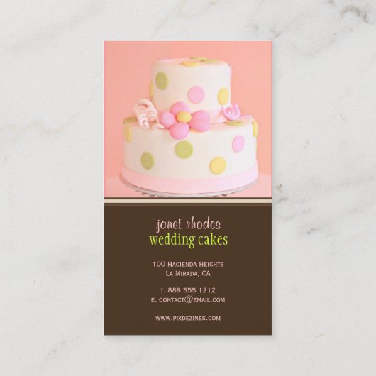 Visitekaartjes voor roze en chocolade taart (Achterkant)