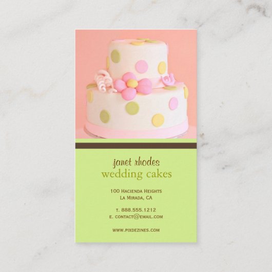 Visitekaartjes voor roze en chocolade taart (Achterkant)