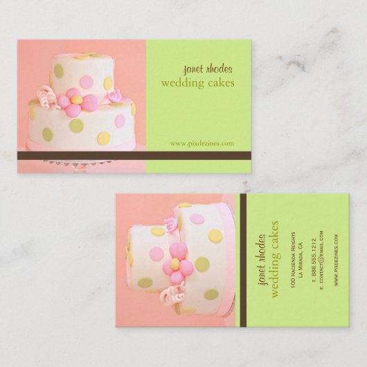 Visitekaartjes voor roze en chocolade taart (Voorkant / Achterkant)