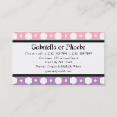 Visitekaartjes voor roze Paarse poladots Contactkaartje (Achterkant)