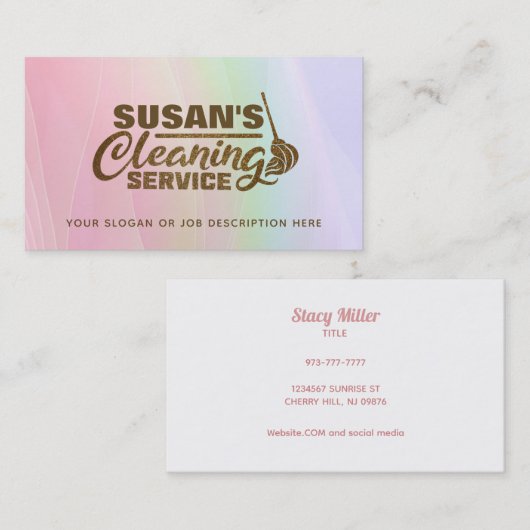Visitekaartjes voor roze reiniging van bankroet (Voorkant / Achterkant)