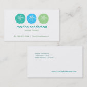 Visitekaartjes voor sage en Aqua Sand Dollar (Voorkant / Achterkant)