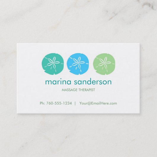 Visitekaartjes voor sage en Aqua Sand Dollar (Voorkant)