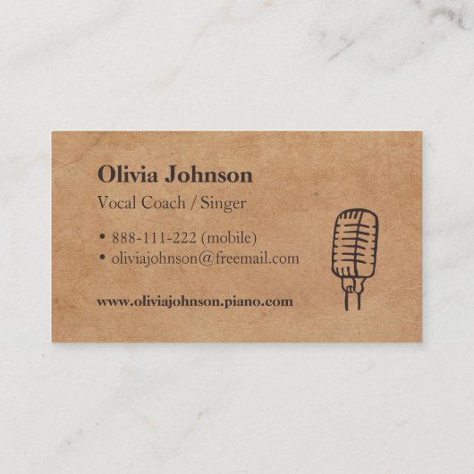 Visitekaartjes voor sintermicrofoontextuur (Achterkant)