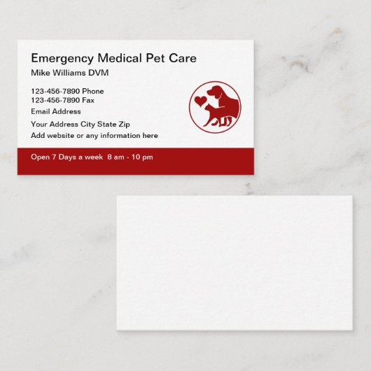 Visitekaartjes voor spoedbehandeling (Voorkant / Achterkant)