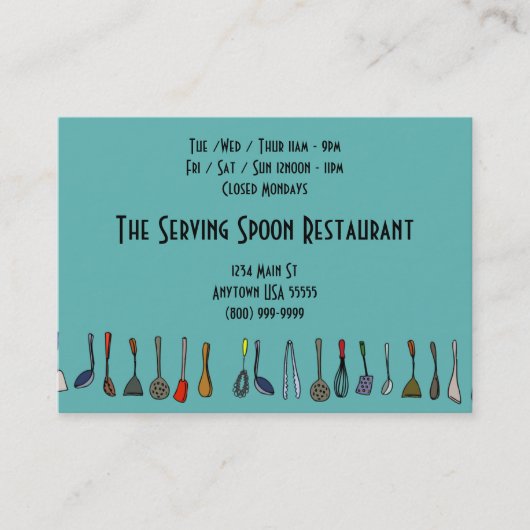 Visitekaartjes voor spoonrestaurant (Voorkant)