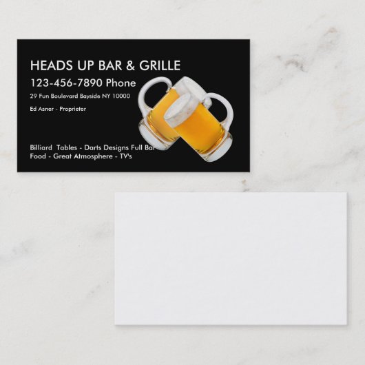 Visitekaartjes voor staaf en café (Voorkant / Achterkant)