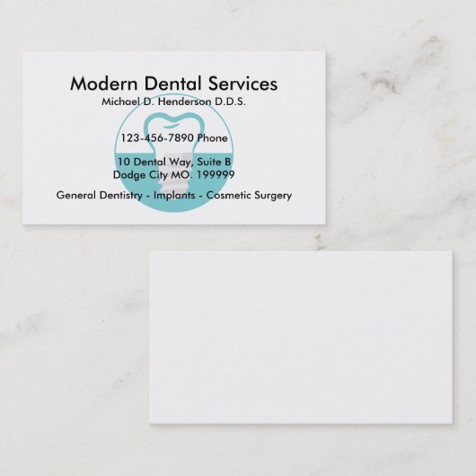 Visitekaartjes voor tandheelkundige chirurgie (Voorkant / Achterkant)