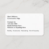 Visitekaartjes voor thuisbouw en dakbedekking (Achterkant)