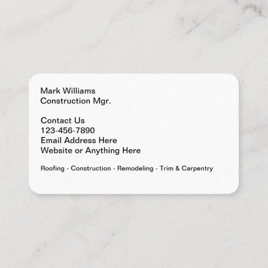 Visitekaartjes voor thuisbouw en dakbedekking (Achterkant)