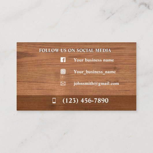 Visitekaartjes voor timmerwerk (Achterkant)