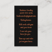 Visitekaartjes voor training paardenrennen (Achterkant)