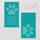 Visitekaartjes voor turquoise Paw Print Pet Sittin (Voorkant / Achterkant)