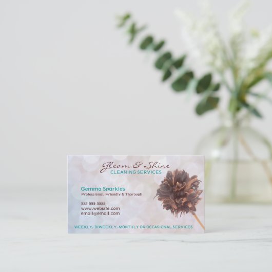 Visitekaartjes voor tweetalige schoonmaakdiensten (Staand voorkant)