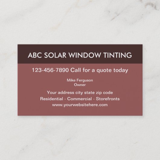 Visitekaartjes voor venstertinten (Voorkant)