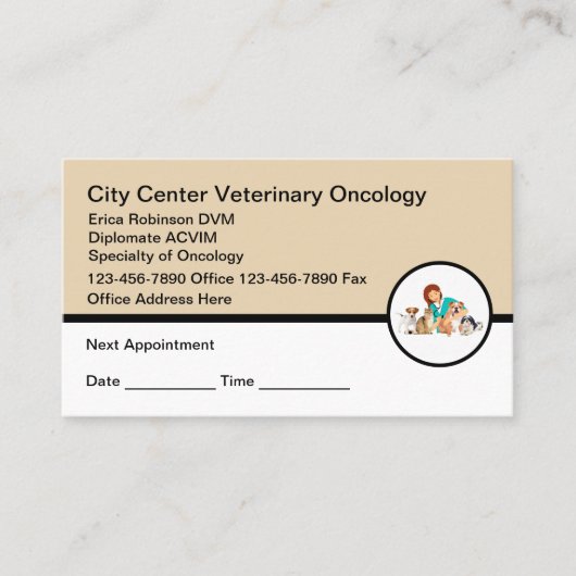 Visitekaartjes voor veterinaire oncoloog (Voorkant)