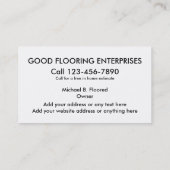 Visitekaartjes voor vloerbedekking (Achterkant)