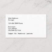 Visitekaartjes voor vloerbedekking (Achterkant)