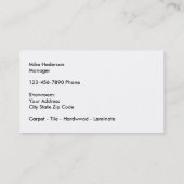 Visitekaartjes voor vloerbedekking (Achterkant)