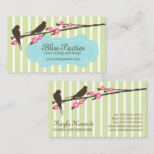 Visitekaartjes voor whimsical Event Styling en Des (Voorkant / Achterkant)
