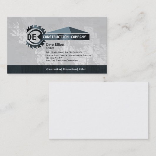 Visitekaartjes voor woningbouwmonogram (Voorkant / Achterkant)