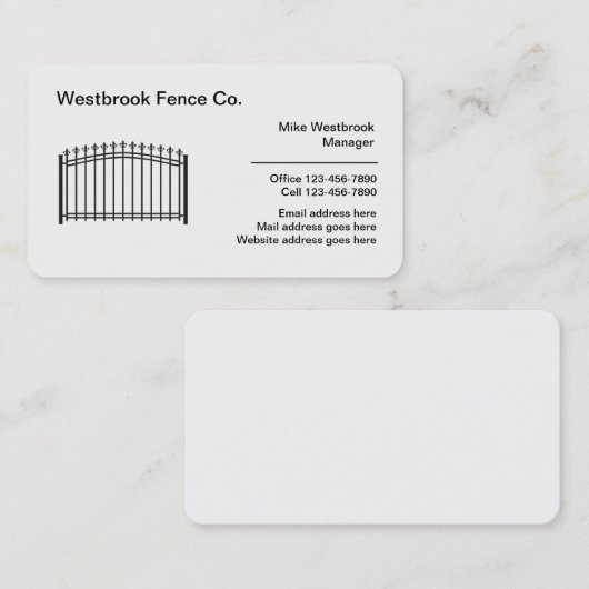 Visitekaartjes voor woningen en commerciële omhein (Voorkant / Achterkant)