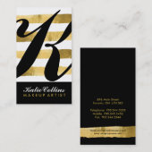 Visitekaartjes voor zwart en goudmonogram (Voorkant / Achterkant)