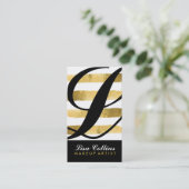 Visitekaartjes voor zwart en goudmonogram (Staand voorkant)