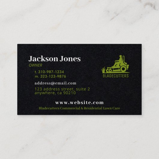 Visitekaartjes voor zwart en groen gebruik + beweg (Achterkant)