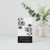 Visitekaartjes voor zwart/wit Floral ontwerp (Staand voorkant)