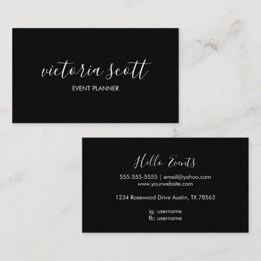 Visitekaartjes voor zwart-witscript (Voorkant / Achterkant)