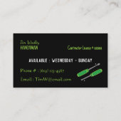 Visitekaartjes voor zwarte en Neon Green Repairman (Achterkant)