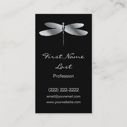 Visitekaartjes voor zwarte en zilveren dragonfly (Voorkant)