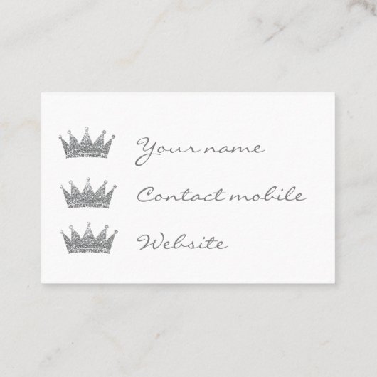 Visitekaartjes - Zilveren Glitter Crown (Achterkant)