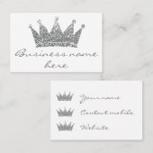 Visitekaartjes - Zilveren Glitter Crown (Voorkant / Achterkant)
