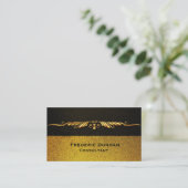 Visitekaartjes - Zwart en Goud Moderne Fancy (Staand voorkant)
