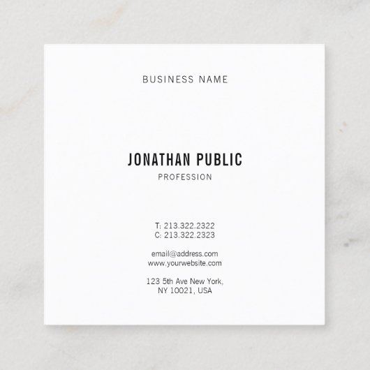 Visitekaartjes zwart-wit elegante Sjabloon (Achterkant)