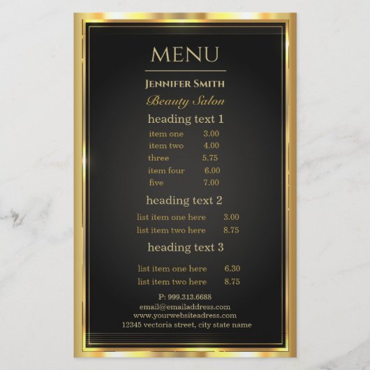 Visitenkaartje visagist Black Gold Flyer (Voorkant)