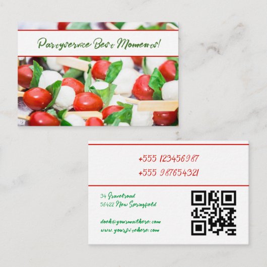 Visitenkarte Catering 3 Frisches Rot und Grün Visitekaartje (Voorkant / Achterkant)