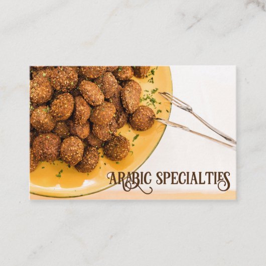 Visitenkarte Falafel Arabic Specialties honiggelb Visitekaartje (Voorkant)
