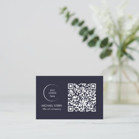Visitenkarte mit QR-Code & Logo Visitekaartje (Staand voorkant)