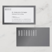 Visitenkarte Silber für Notar Visitekaartje (Voorkant / Achterkant)